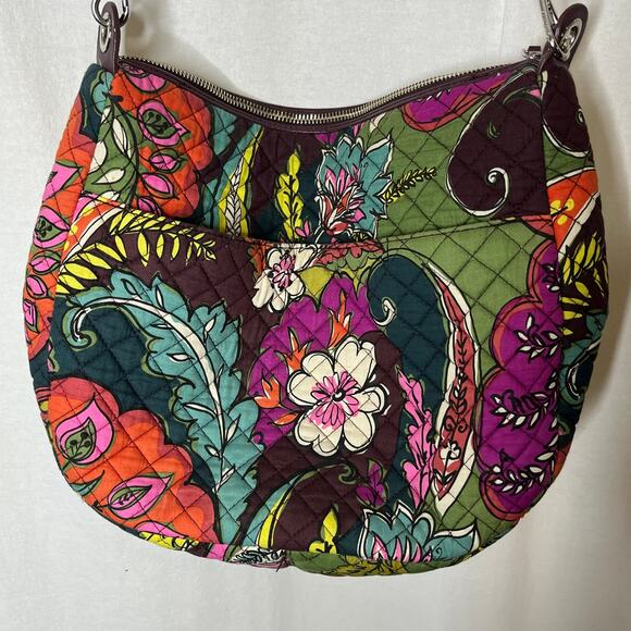 Vera Bradley Shoulder Purse Bag Purple and Greens Inside and Outside Pockets - Picture 6 of 12